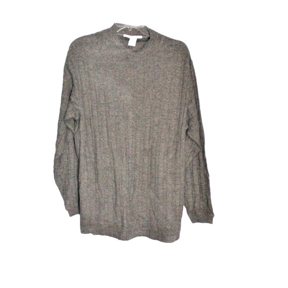 Vintage Perry Ellis Mock Turtle Neck Sweater Tan & Grey  Men's Size Large - Picture 2 of 4